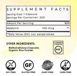 Lifted Naturals Micro Melatonin ingredients list on packaging