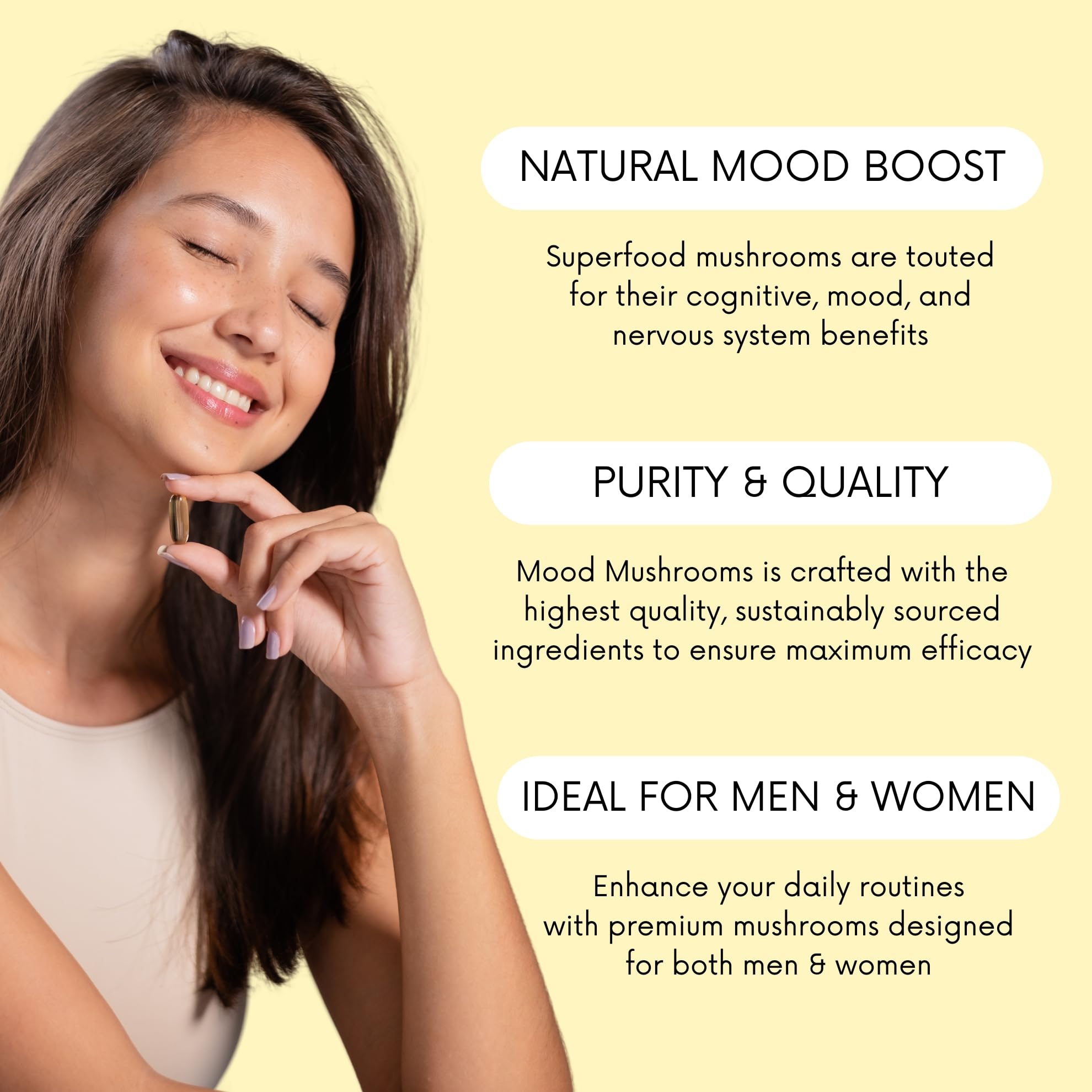 Lifted Naturals Mood Mushrooms 109g capsules on a table
