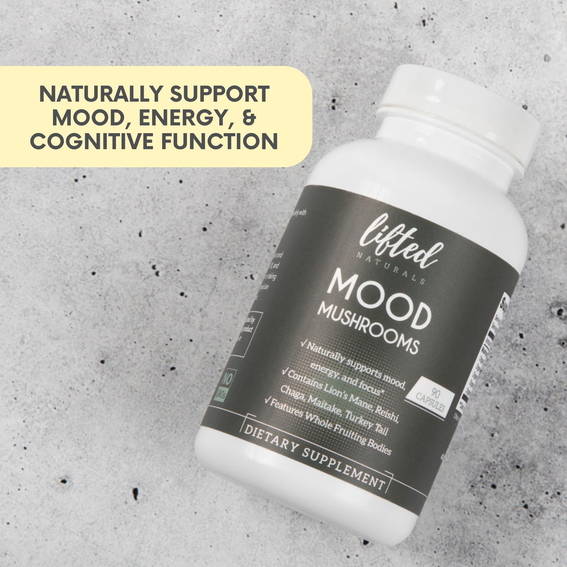 Lifted Naturals Mood Mushrooms 109g label close-up