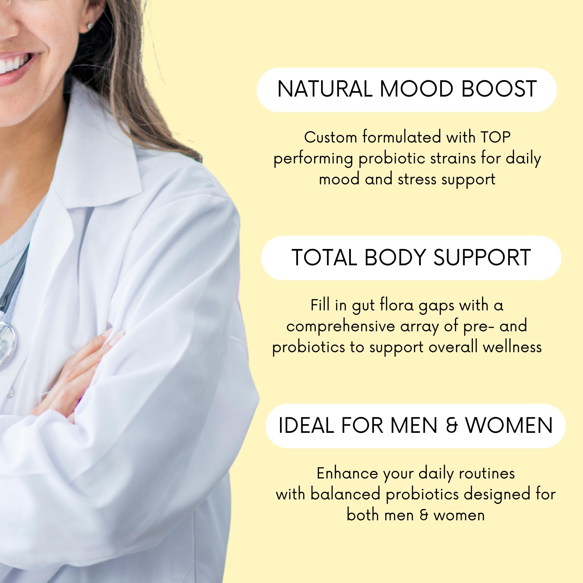 Lifted Naturals Probiotic Supplement side view of bottle