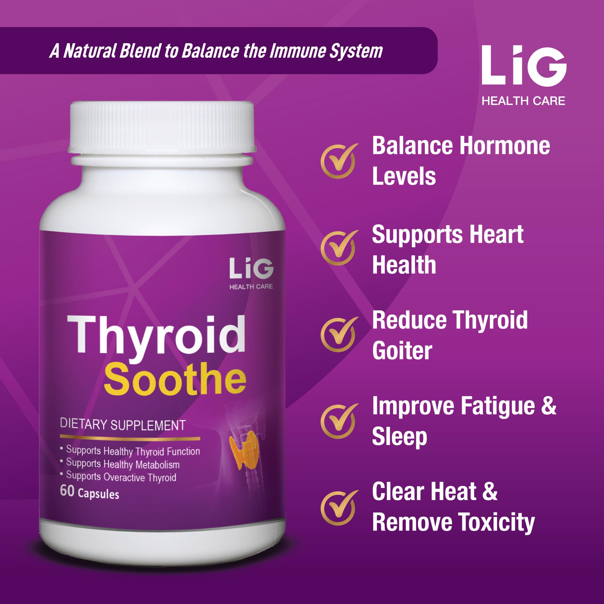 LIG Health Care Thyroid Support Formula on a kitchen counter