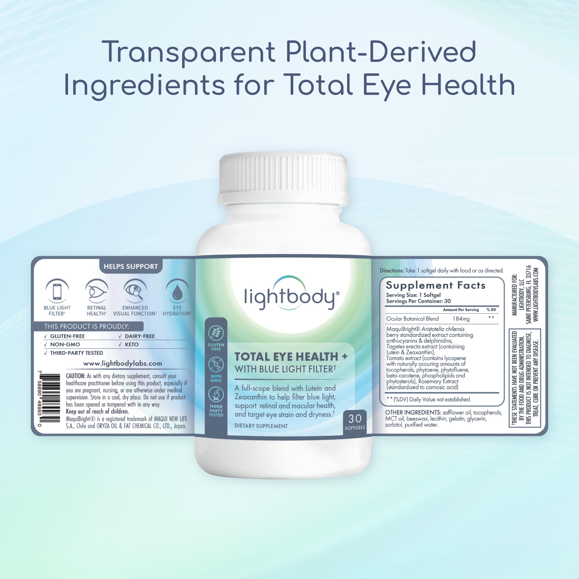 Lightbody Lutein Eye Wellness Supplement with fresh berries