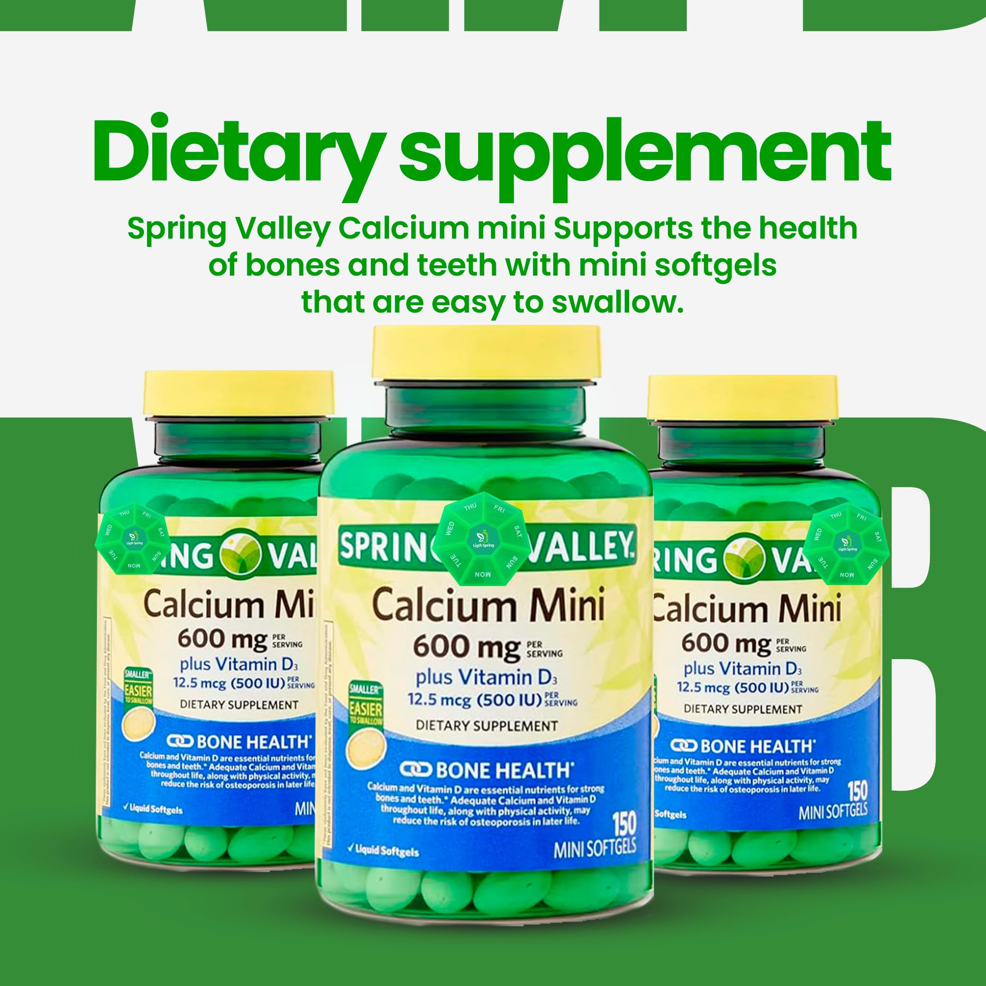 LightSpring Calcium Plus Vitamin D3 Mini Softgels opened bottle