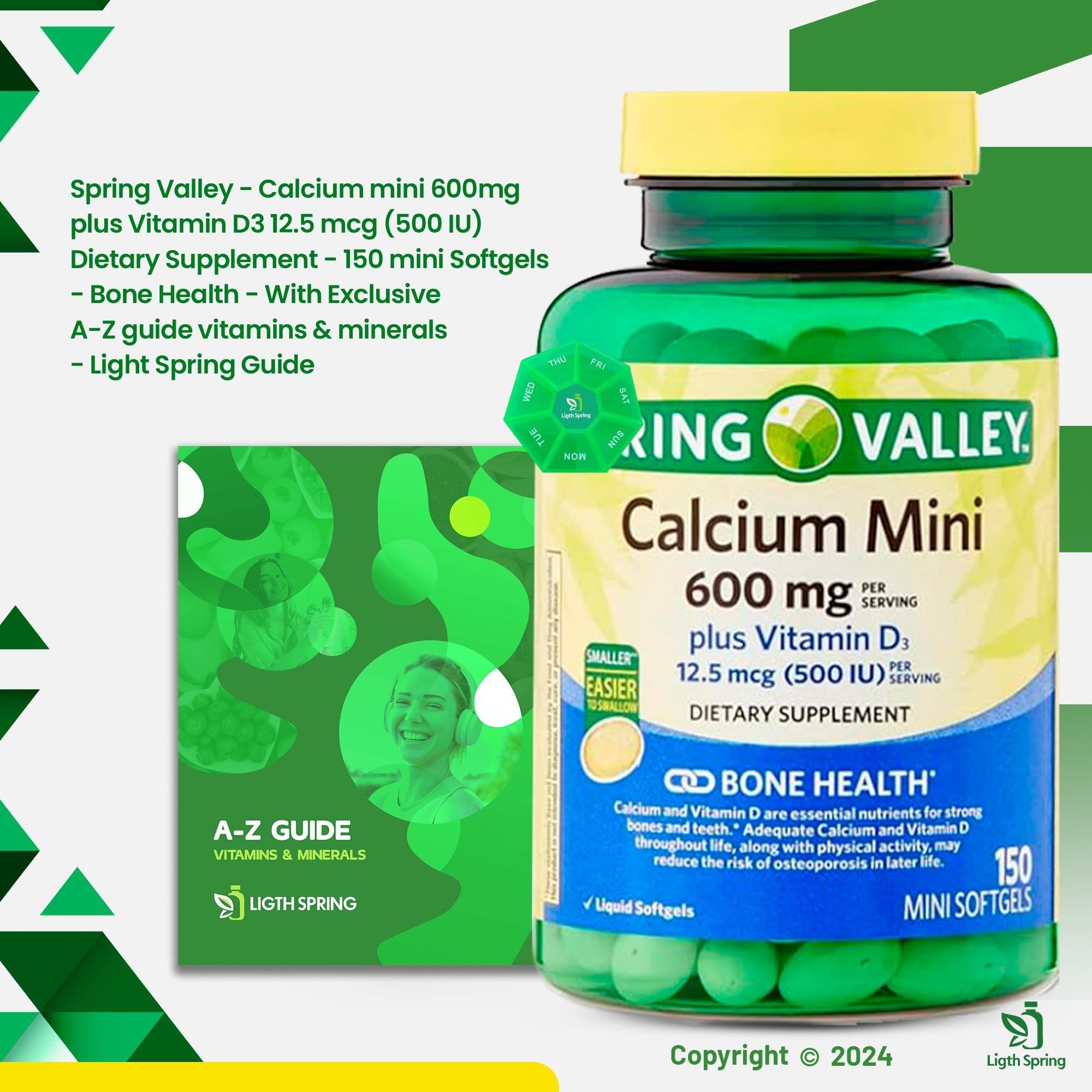 LightSpring Calcium Plus Vitamin D3 Mini Softgels side view
