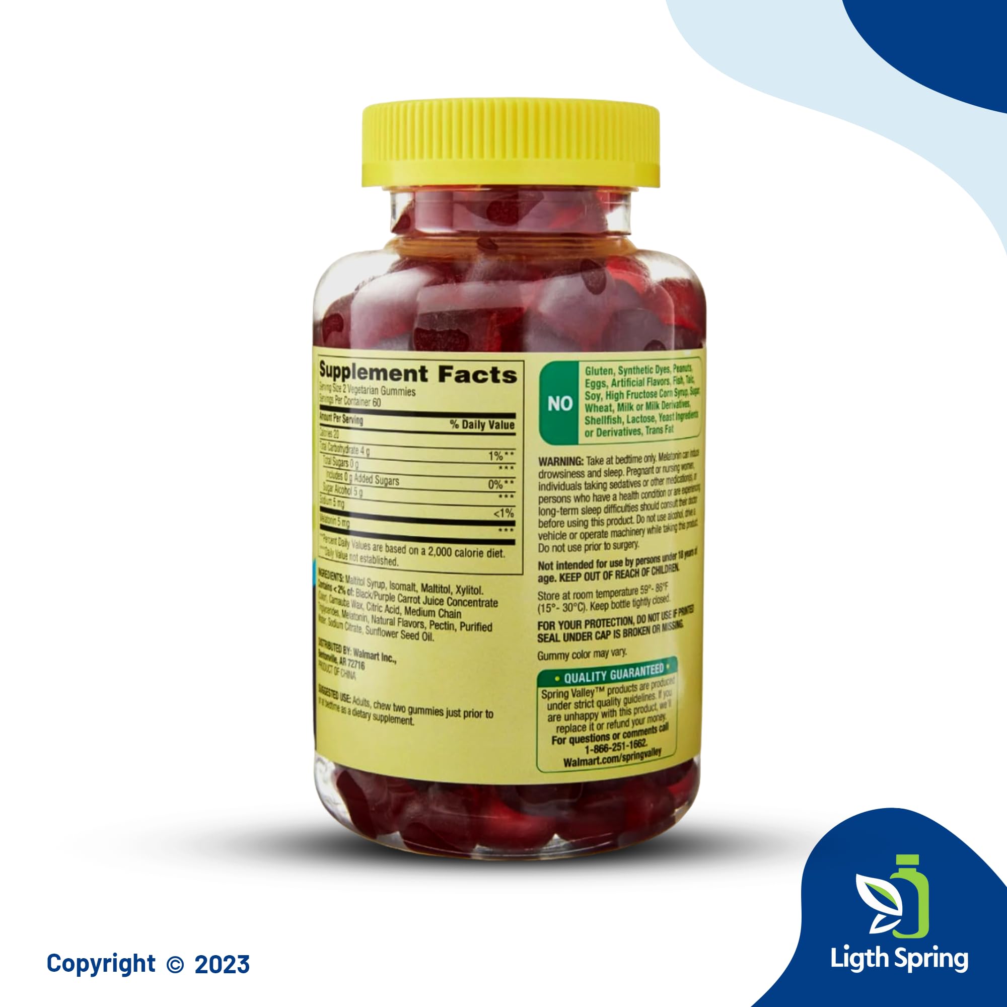 LightSpring Melatonin Gummies bottle with resealable cap