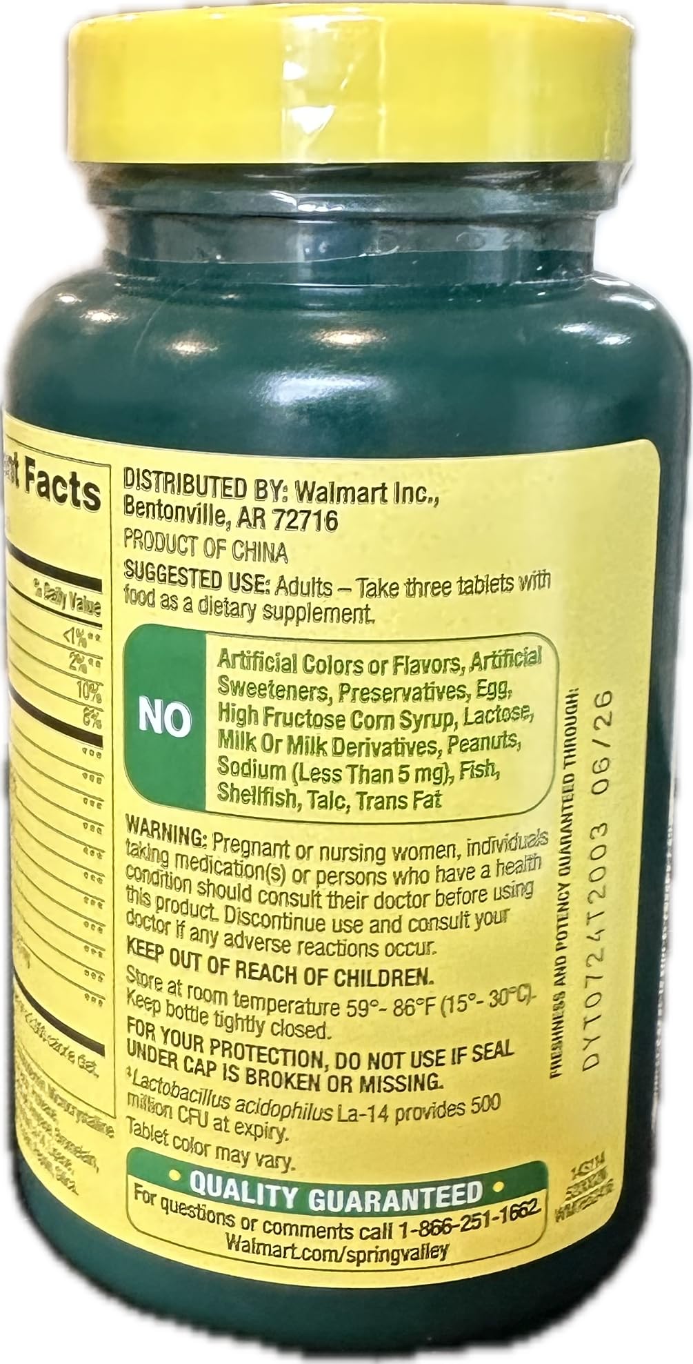 LightSpring Multi-Enzyme Probiotic 200 Tablets back view