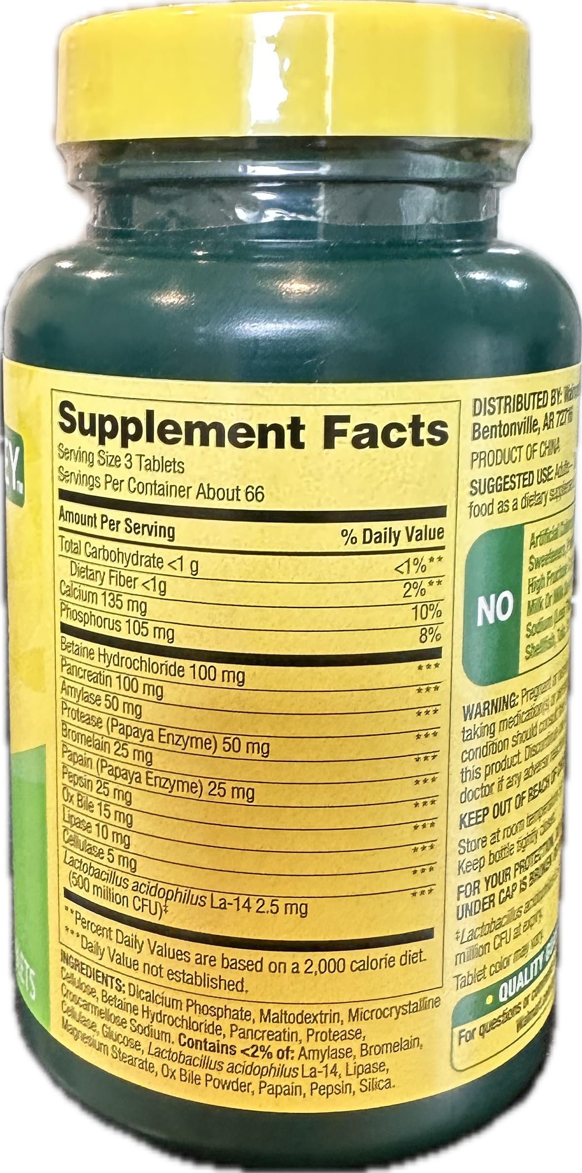 LightSpring Multi-Enzyme Probiotic 200 Tablets side view