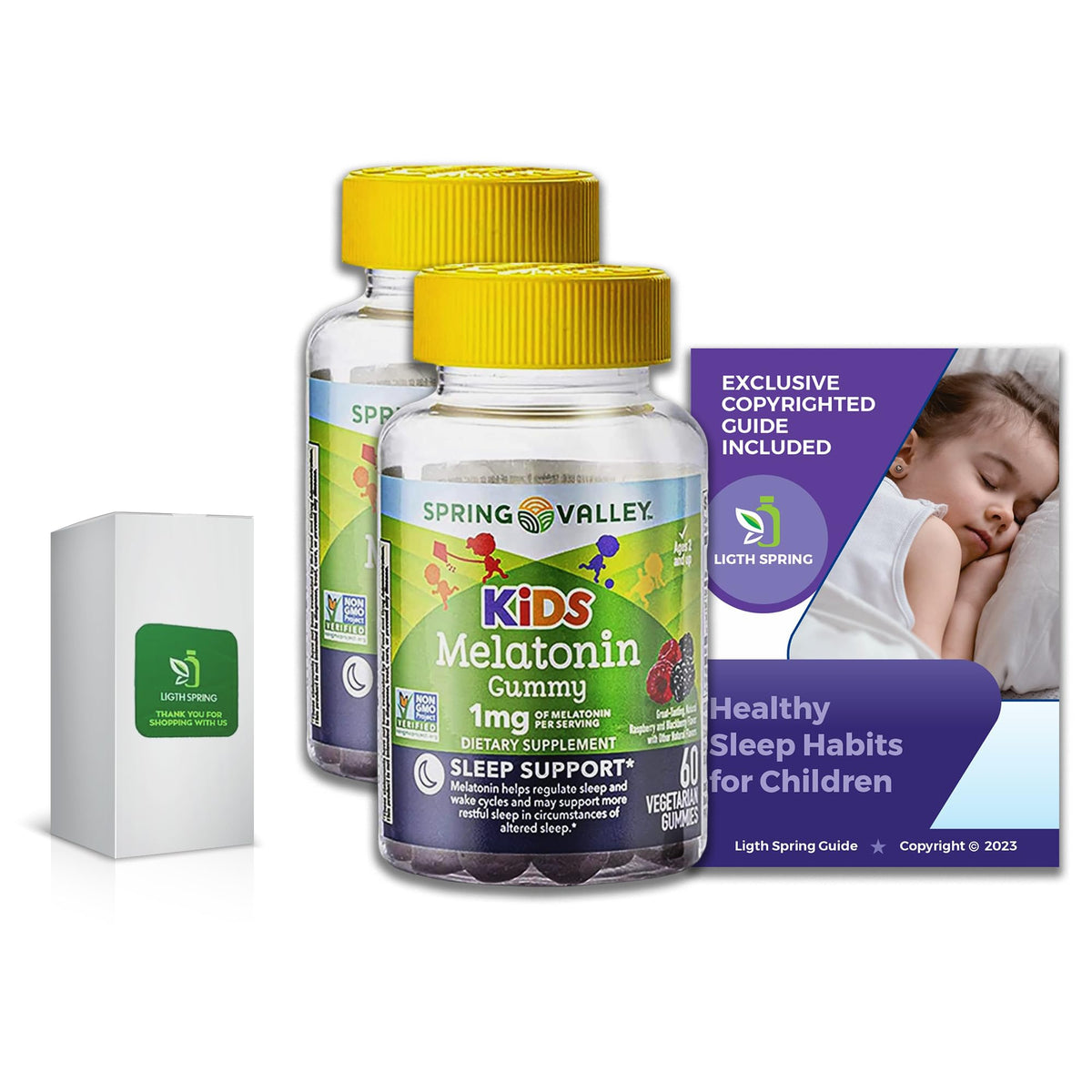 LightSpring Vegetarian Melatonin Gummies for Kids 60 Ct front view