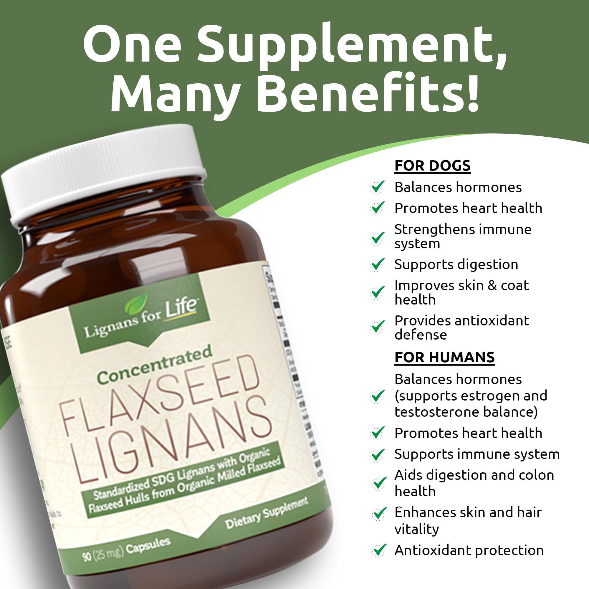 Lignans For Life Flaxseed Lignans Capsules on a wooden table