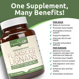 Lignans For Life Flaxseed Lignans Capsules on a wooden table