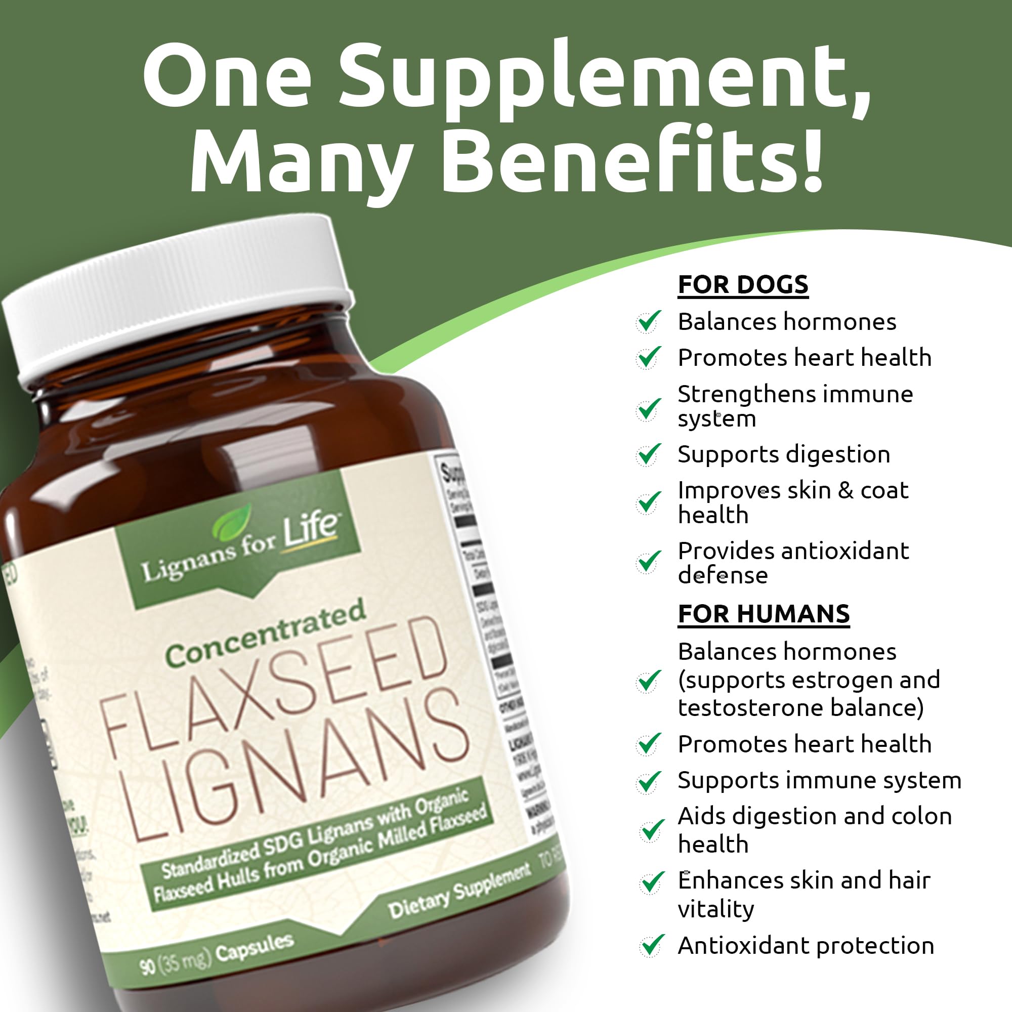 Lignans For Life Flaxseed Lignans Capsules side view showing capsule size
