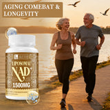 LIGUSTERI Liposomal NAD+ with TMG 500mg bottle with a measuring spoon