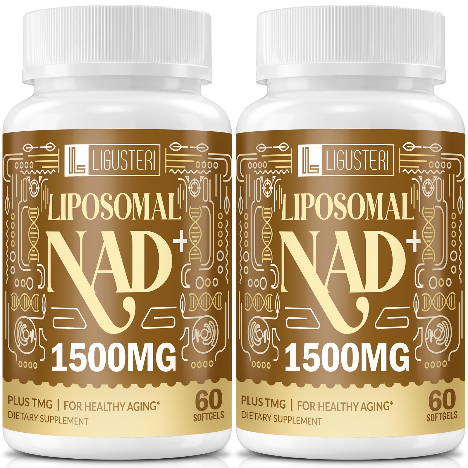LIGUSTERI Liposomal NAD+ with TMG 500mg front view of packaging