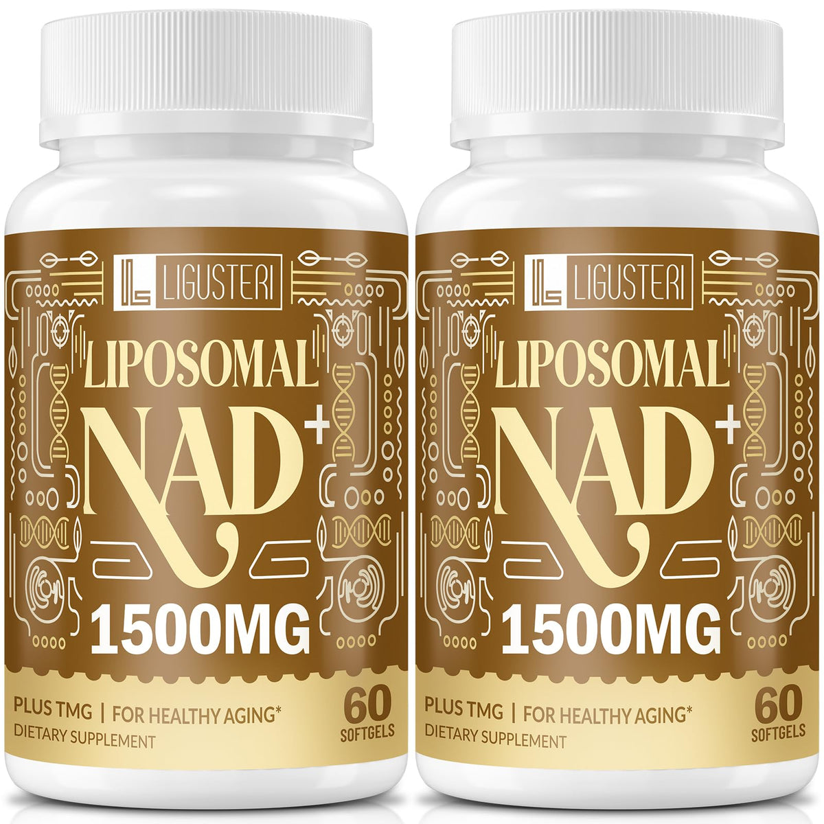 LIGUSTERI Liposomal NAD+ with TMG 500mg front view of packaging