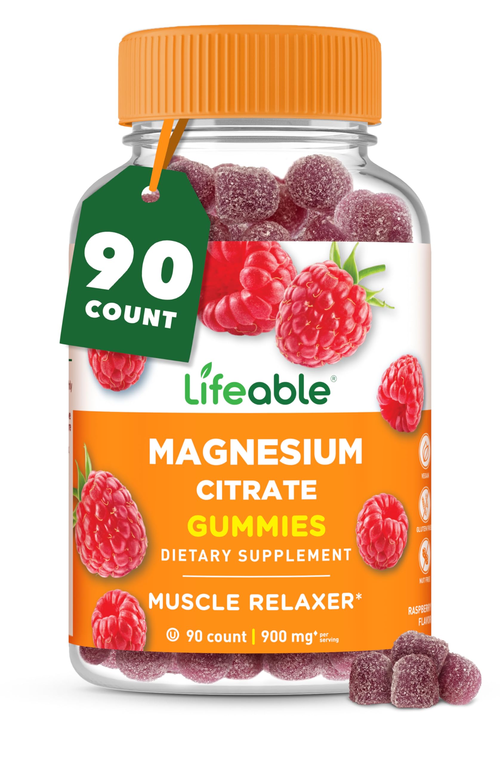 Lija Magnesium Citrate Gummies 900mg front view with raspberry flavour