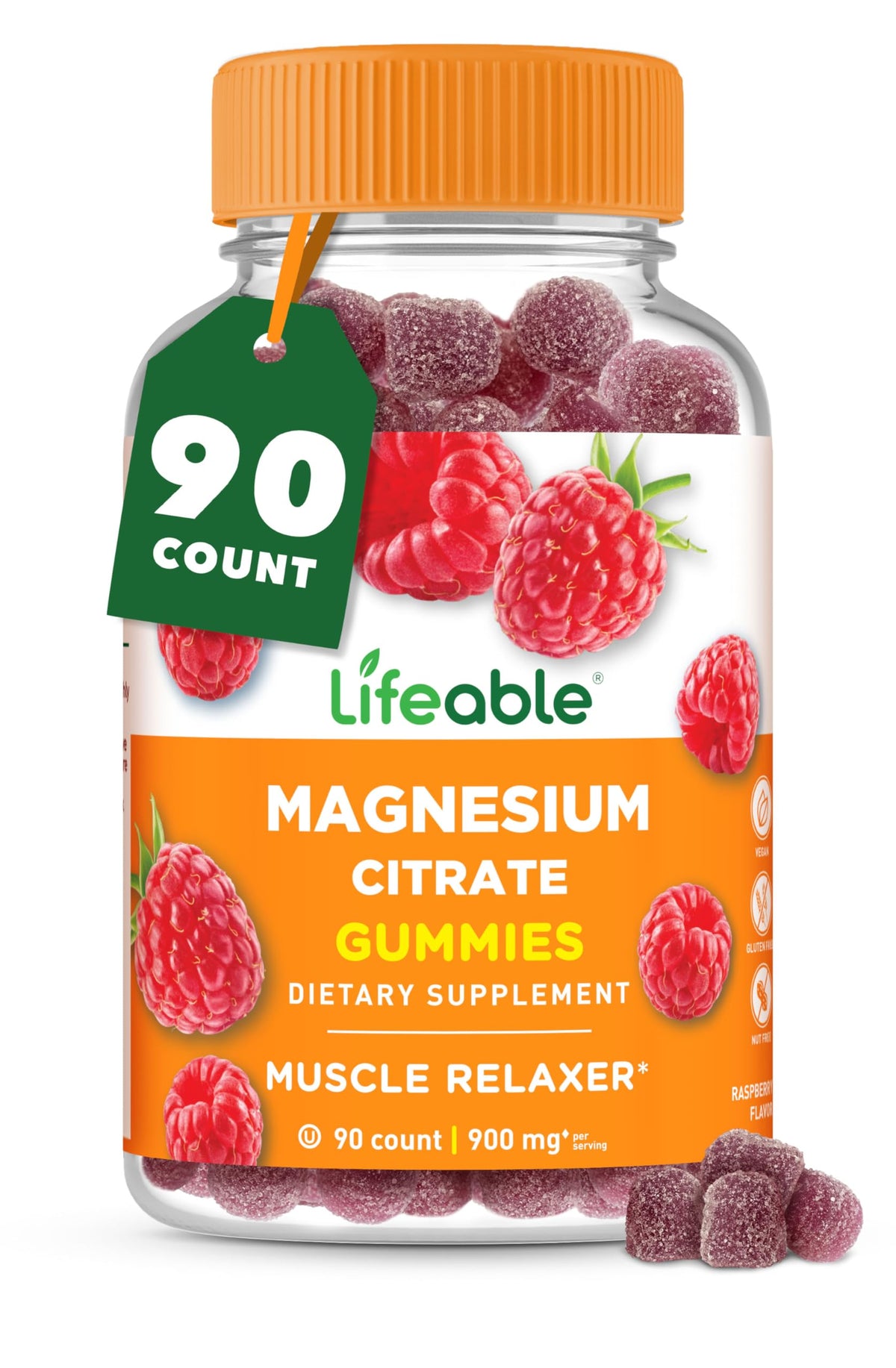 Lija Magnesium Citrate Gummies 900mg front view with raspberry flavour