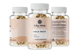 Like Mine Maca Root Capsules displayed with natural background
