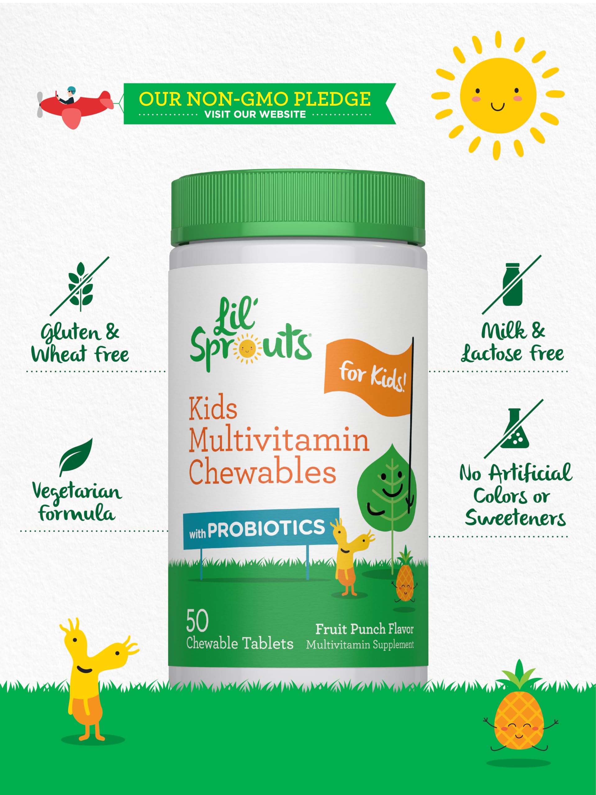Lil' Sprouts Kids Multivitamin Chewables close-up of chewable tablets