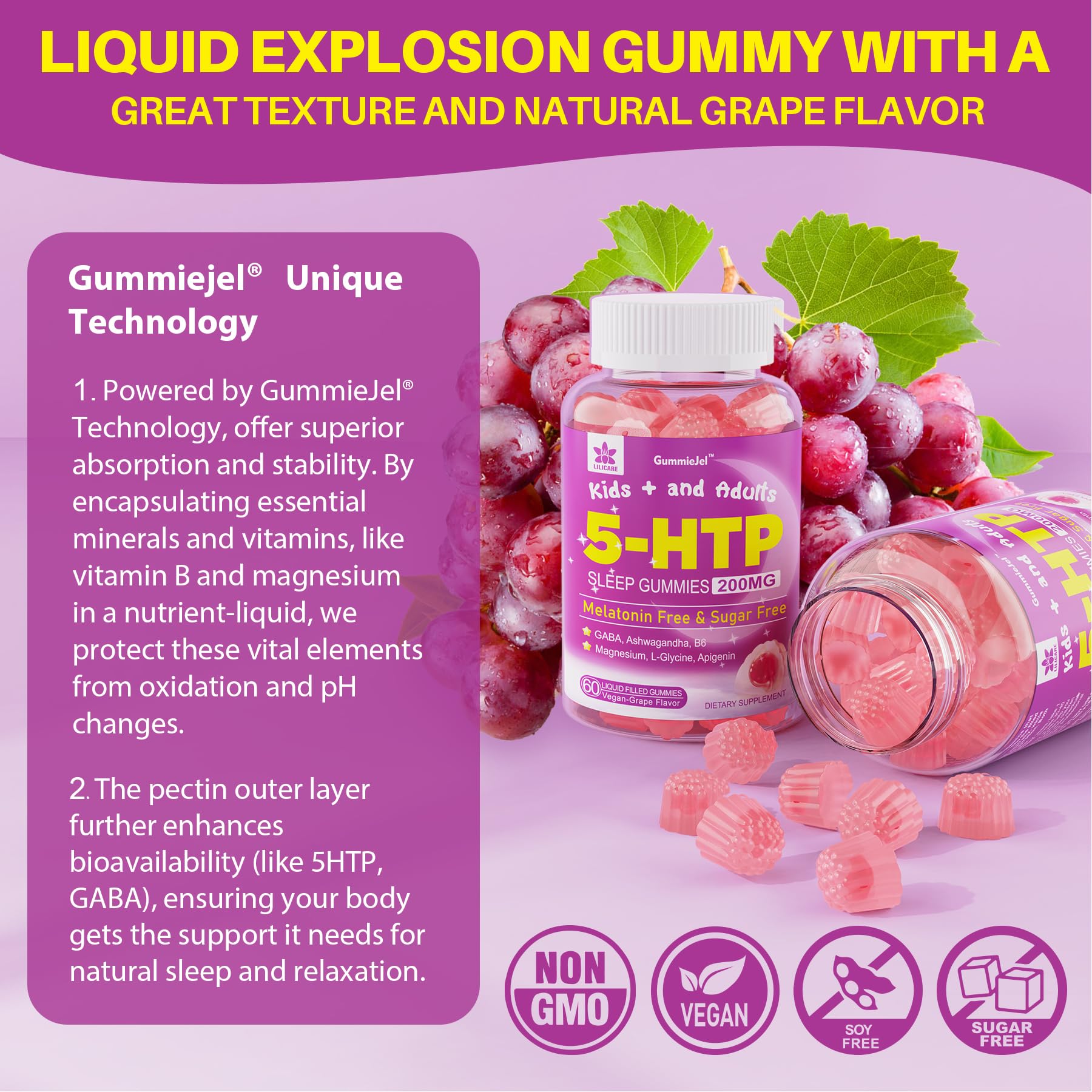 LILICARE 5-HTP Gummies 200MG ingredients list
