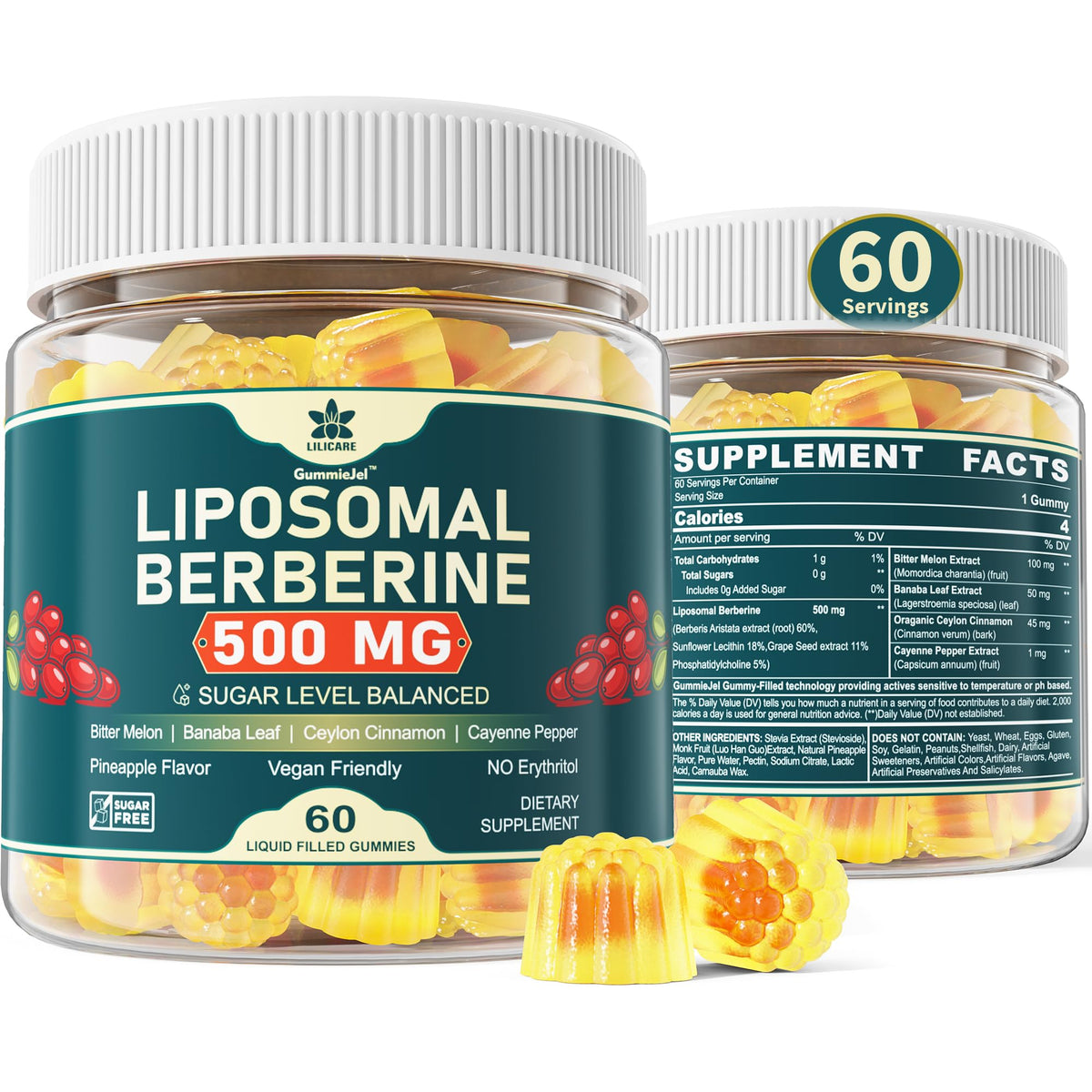 LILICARE Berberine Gummies front view with packaging