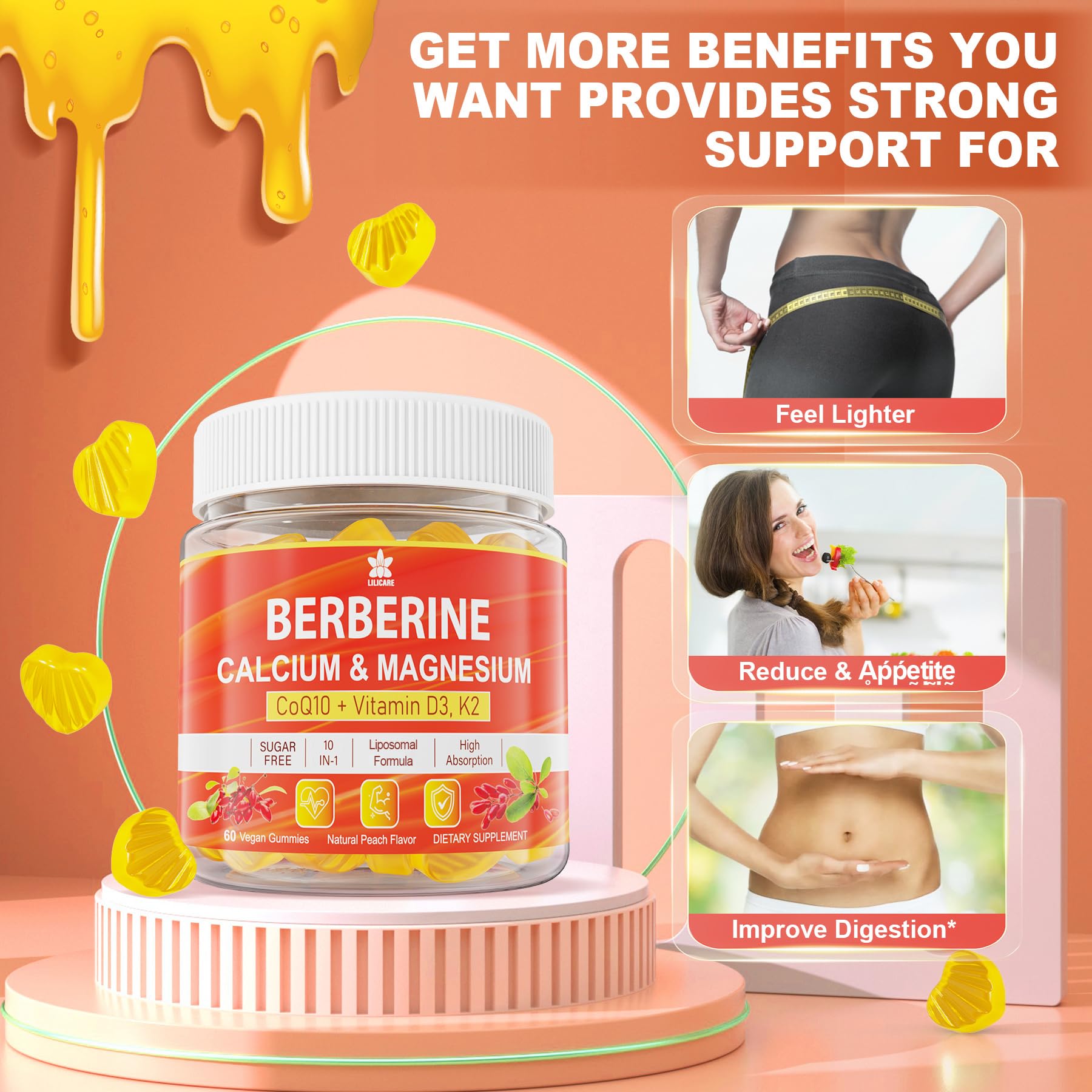 LILICARE Berberine Gummies inside a clear bowl