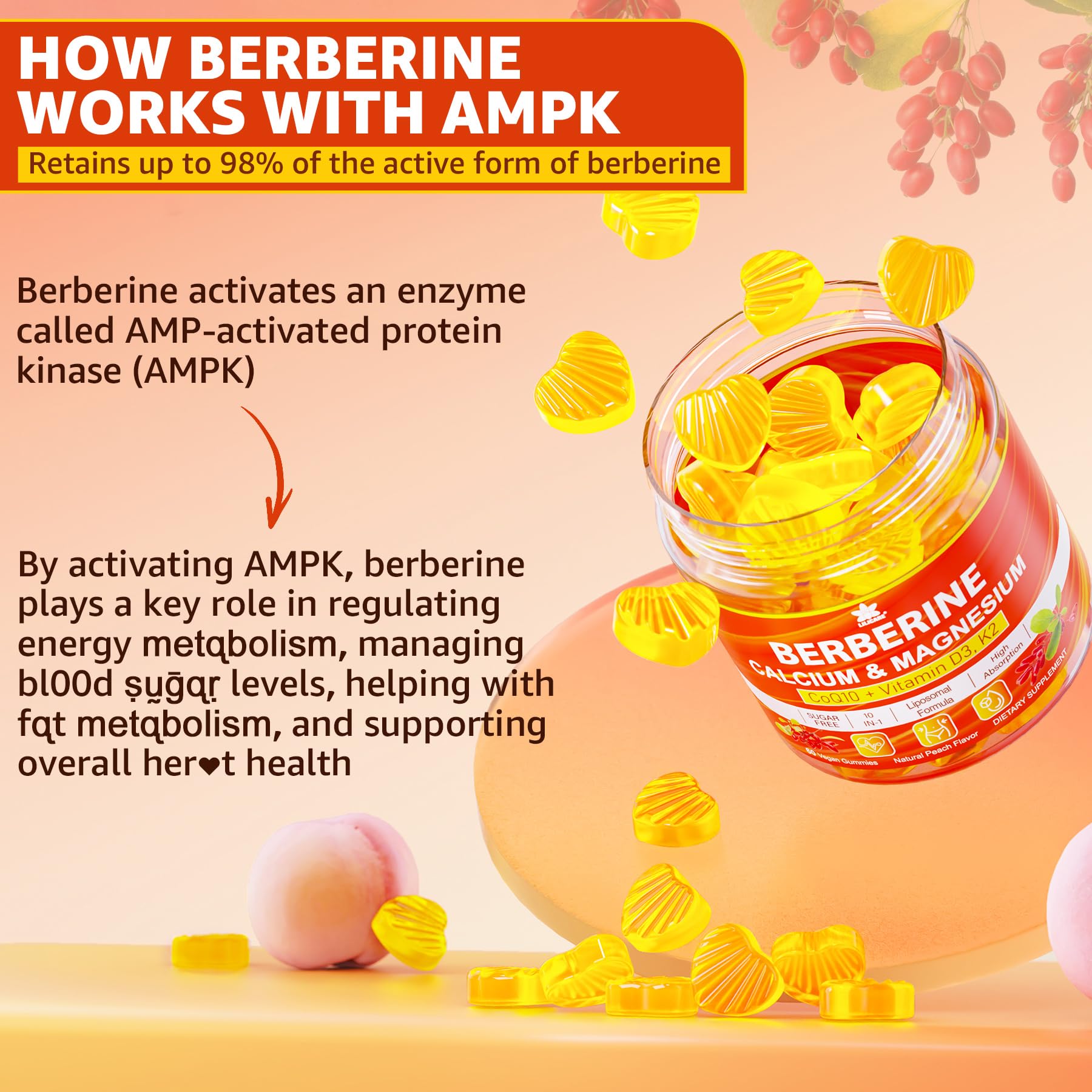 LILICARE Berberine Gummies on a wooden table