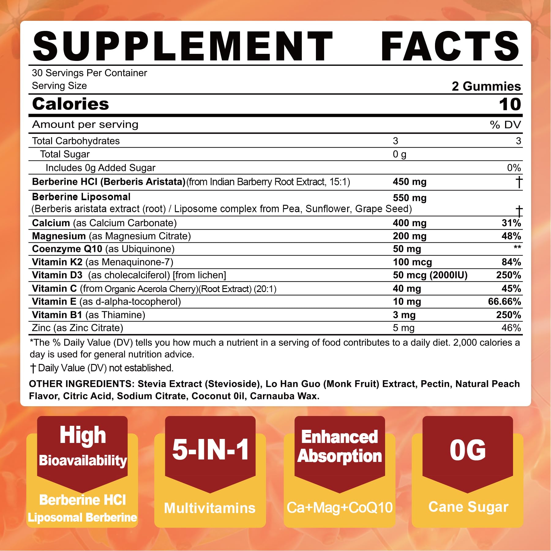 LILICARE Berberine Gummies packaging side view