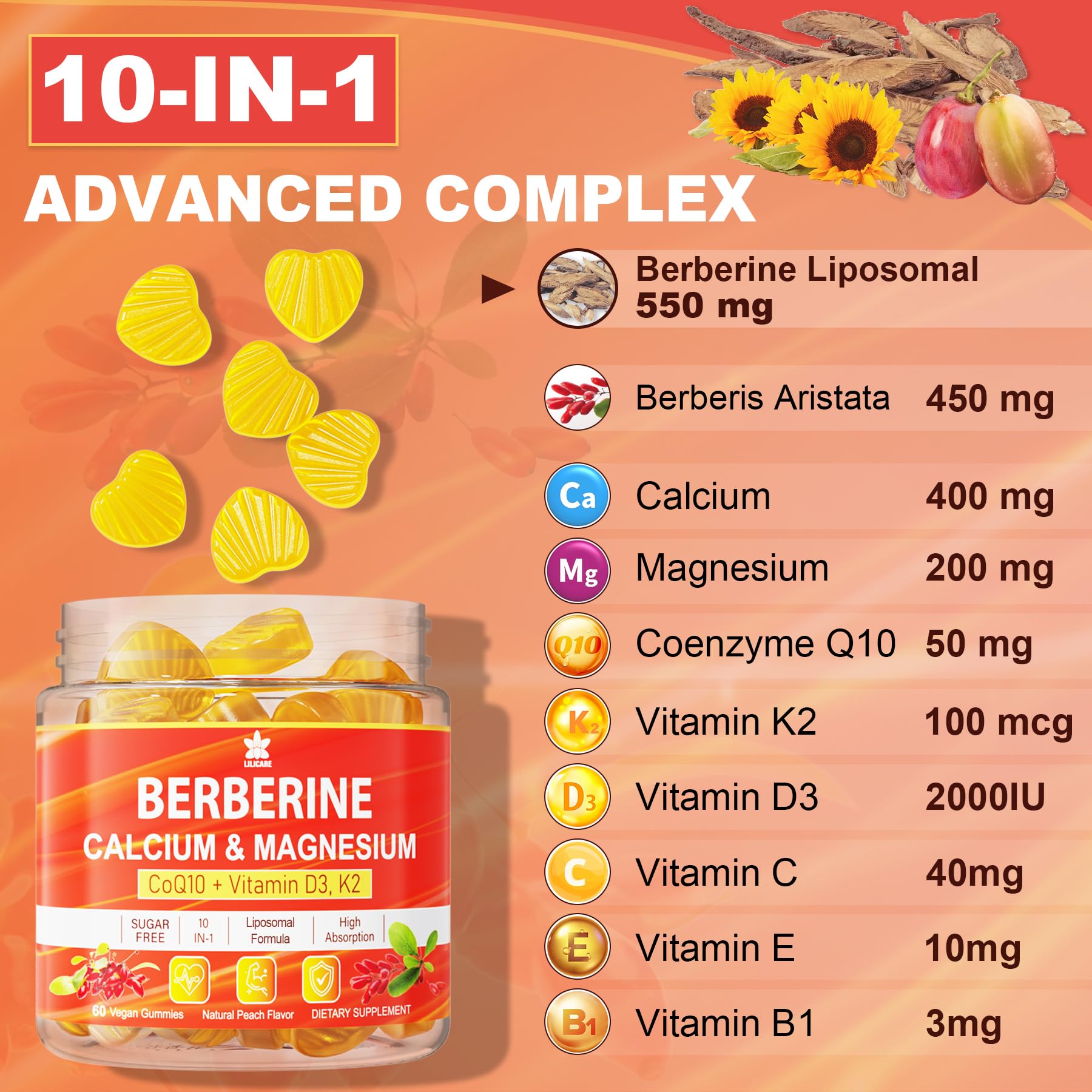 LILICARE Berberine Gummies with fresh fruits