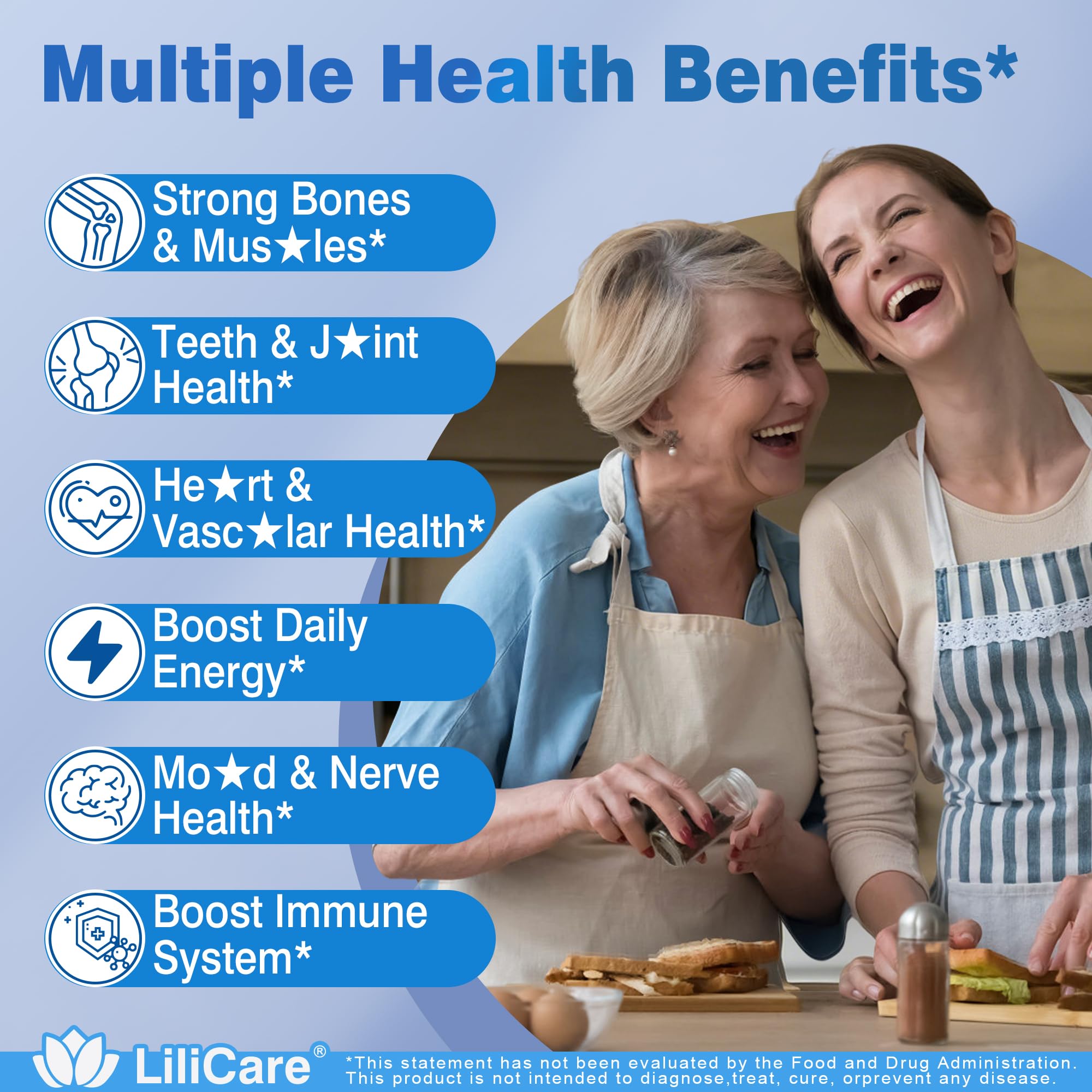 LILICARE Calcium Supplement 1200mg softgel on a wooden table
