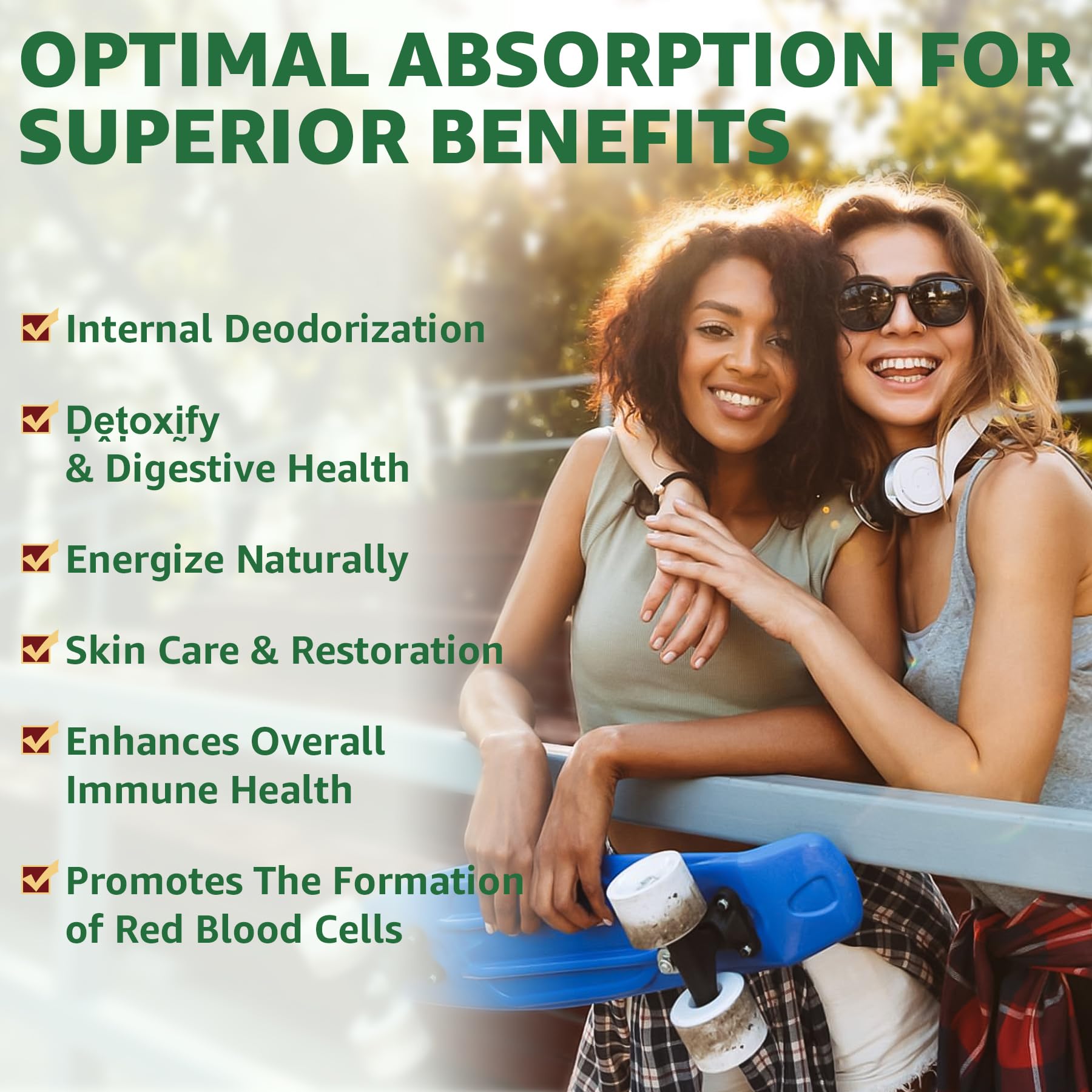 LILICARE Chlorophyll 6-IN-1 Super Greens Supplement bottle side view