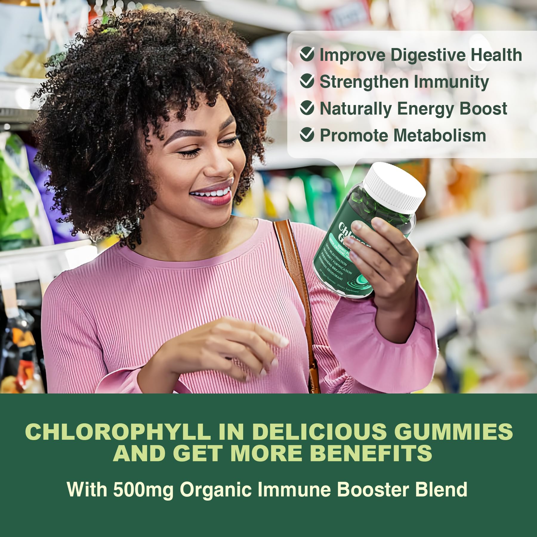 LILICARE Chlorophyll Gummies back view with ingredient list