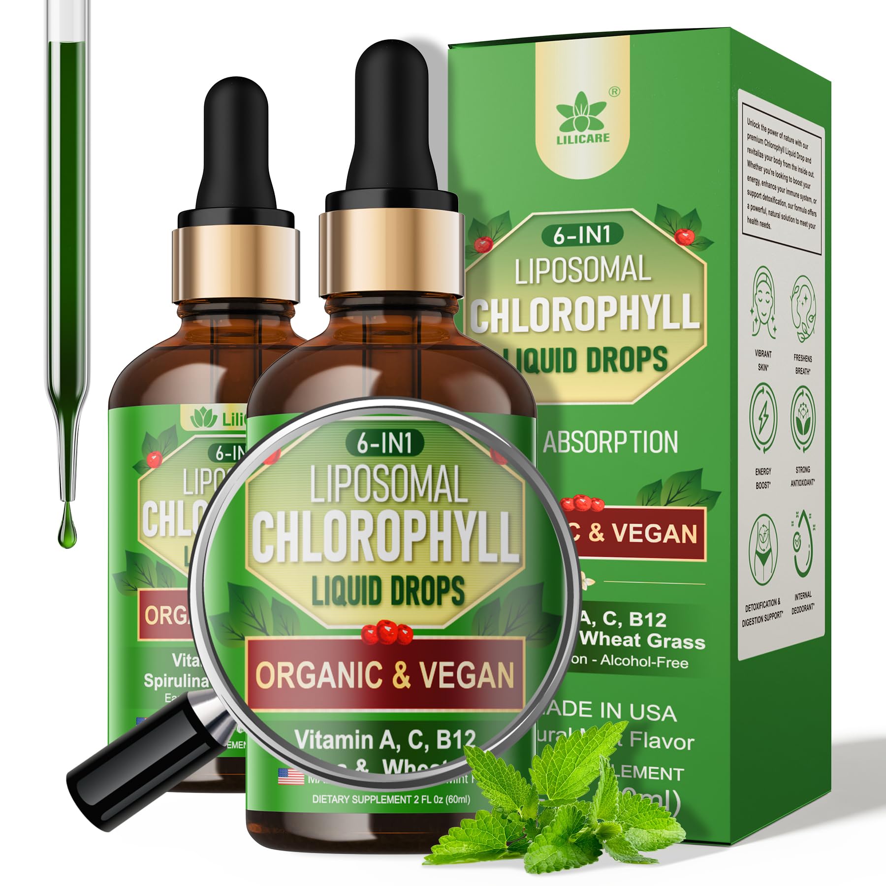 LILICARE Chlorophyll Super Greens Supplement 281g front view