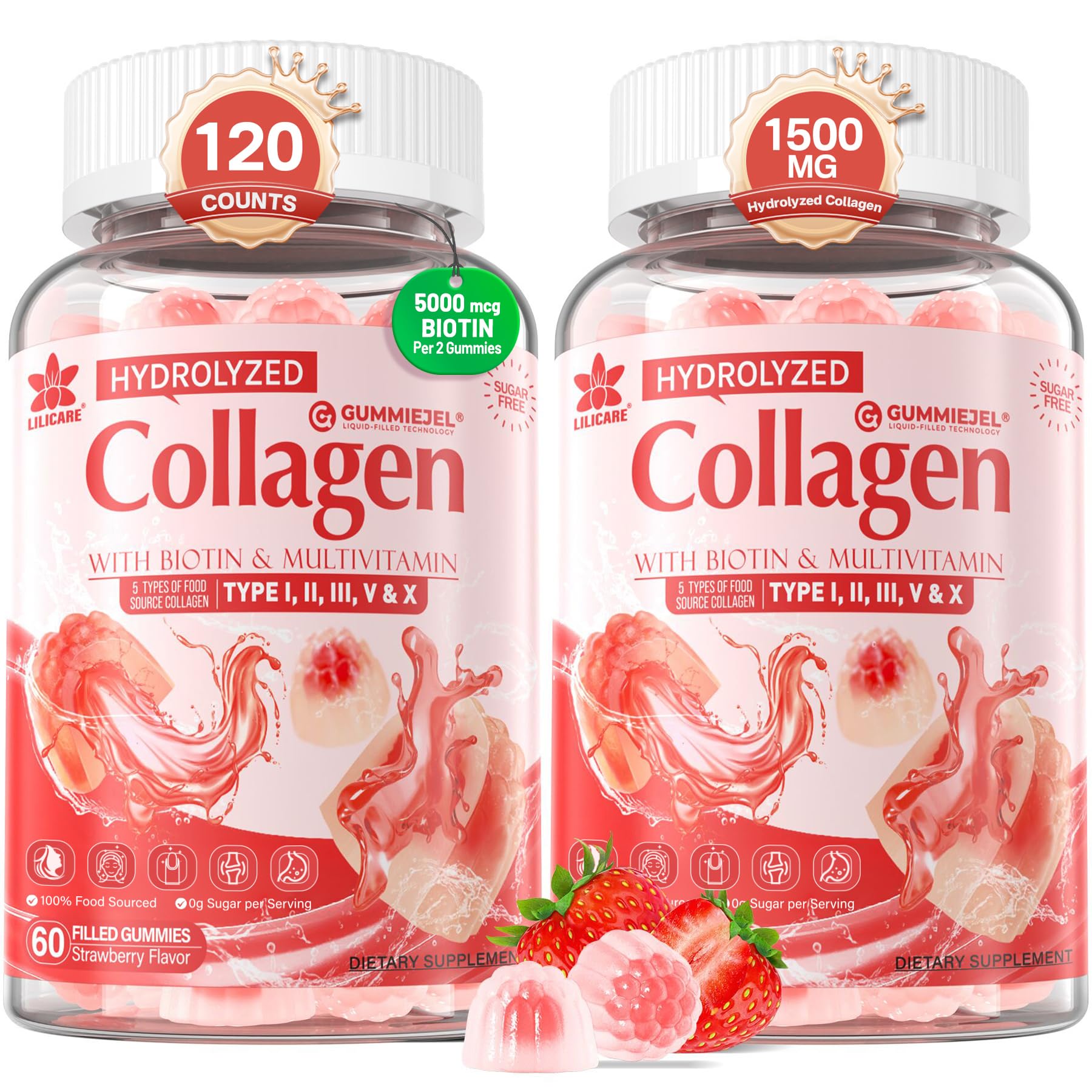 LILICARE Collagen Peptide Gummies front view with packaging