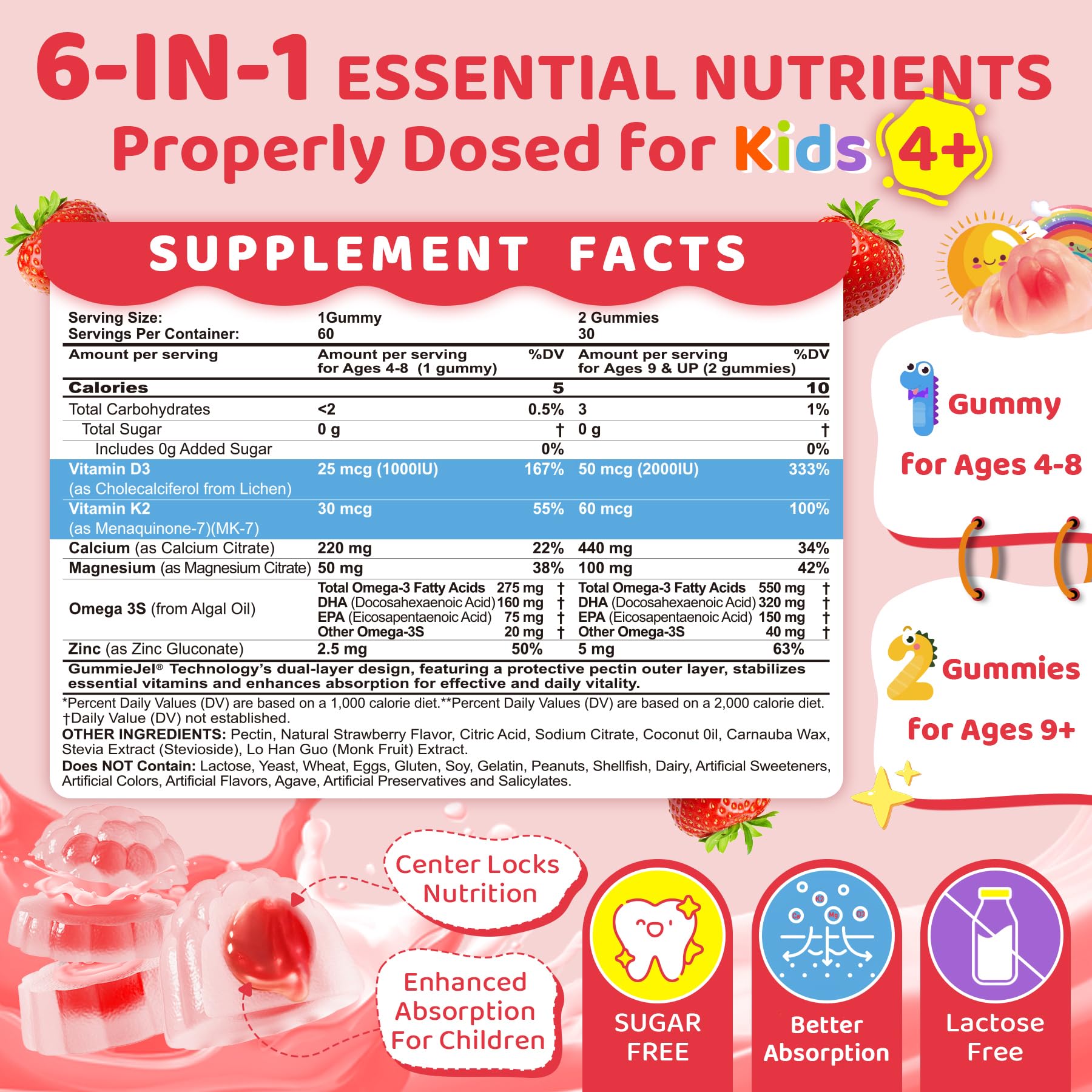 LILICARE D3K2 Gummies 6-IN-1 240g packaging