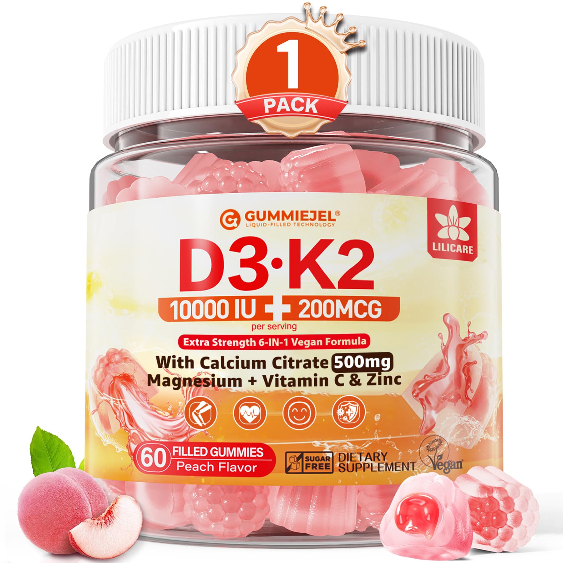 LILICARE D3K2 Gummies packaging front view