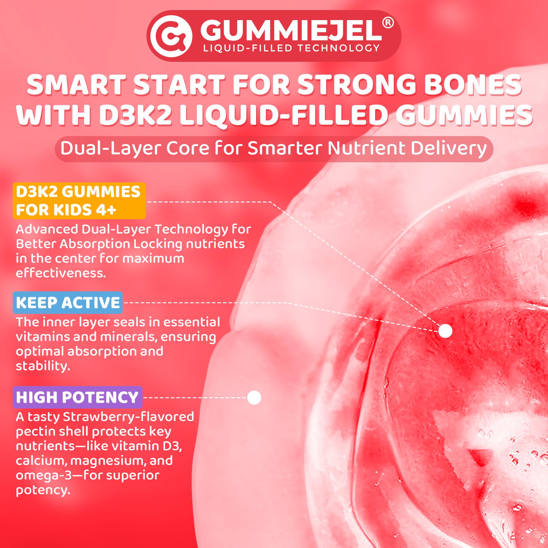 LILICARE D3K2 Gummies with a glass of water