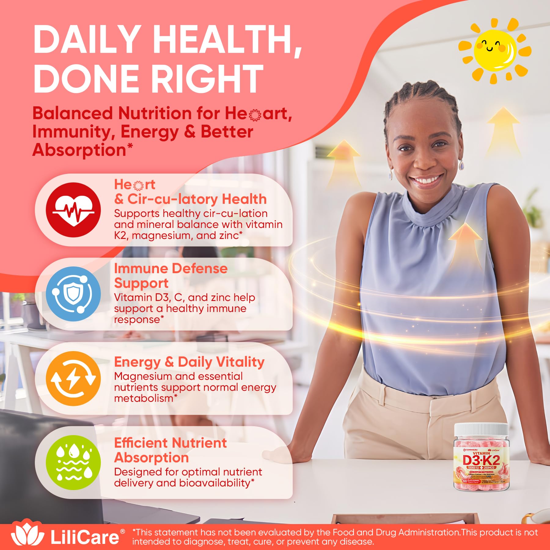LILICARE D3K2 gummies with ingredients list