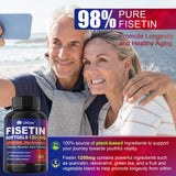 LILICARE Fisetin Softgels displayed on a wooden table
