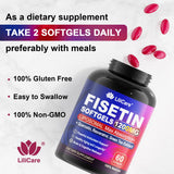LILICARE Fisetin Softgels with a glass of water