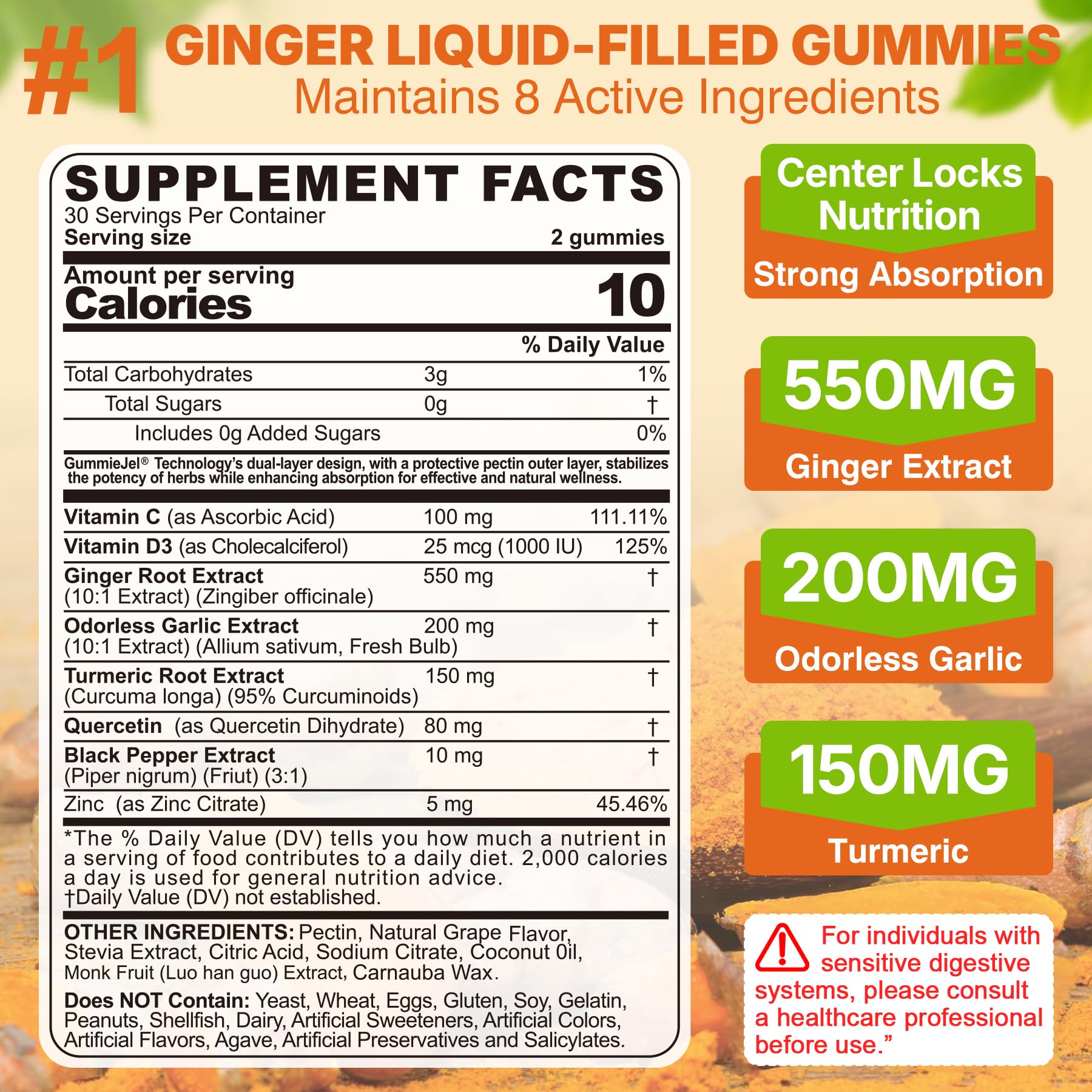 LILICARE Ginger & Garlic Gummies close-up of gummies