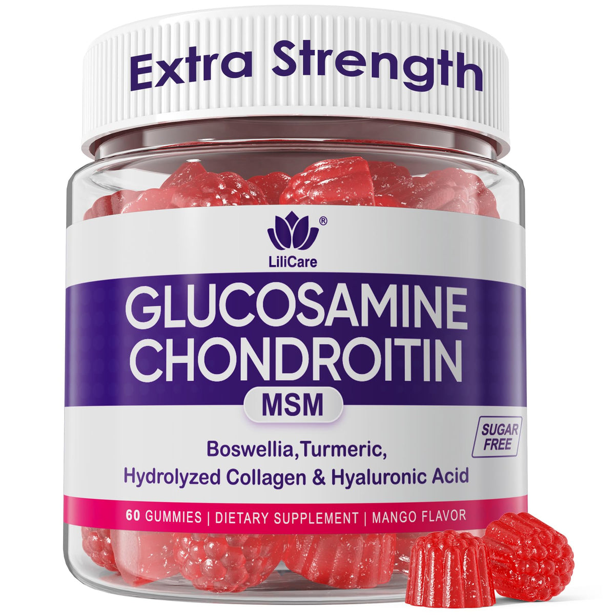 LILICARE Glucosamine Chondroitin Gummies front view with packaging