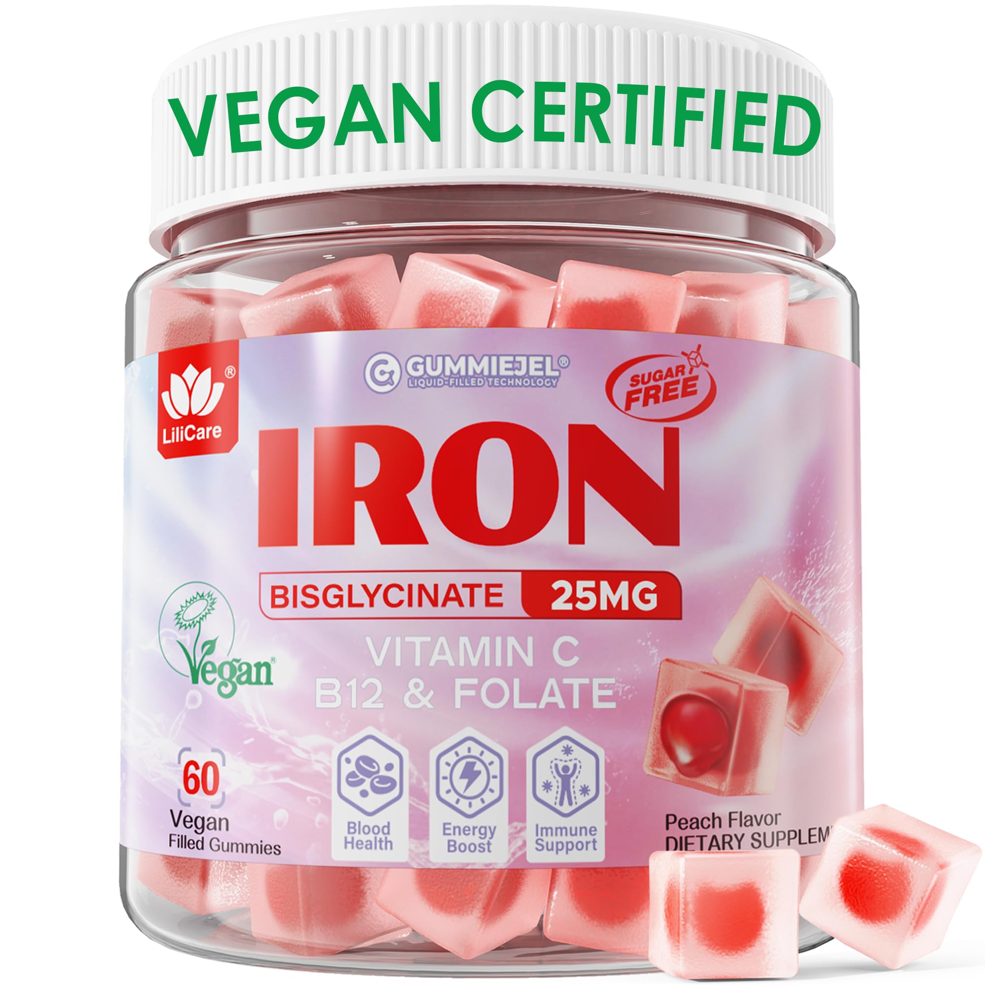LILICARE Iron Gummies 60 count front view