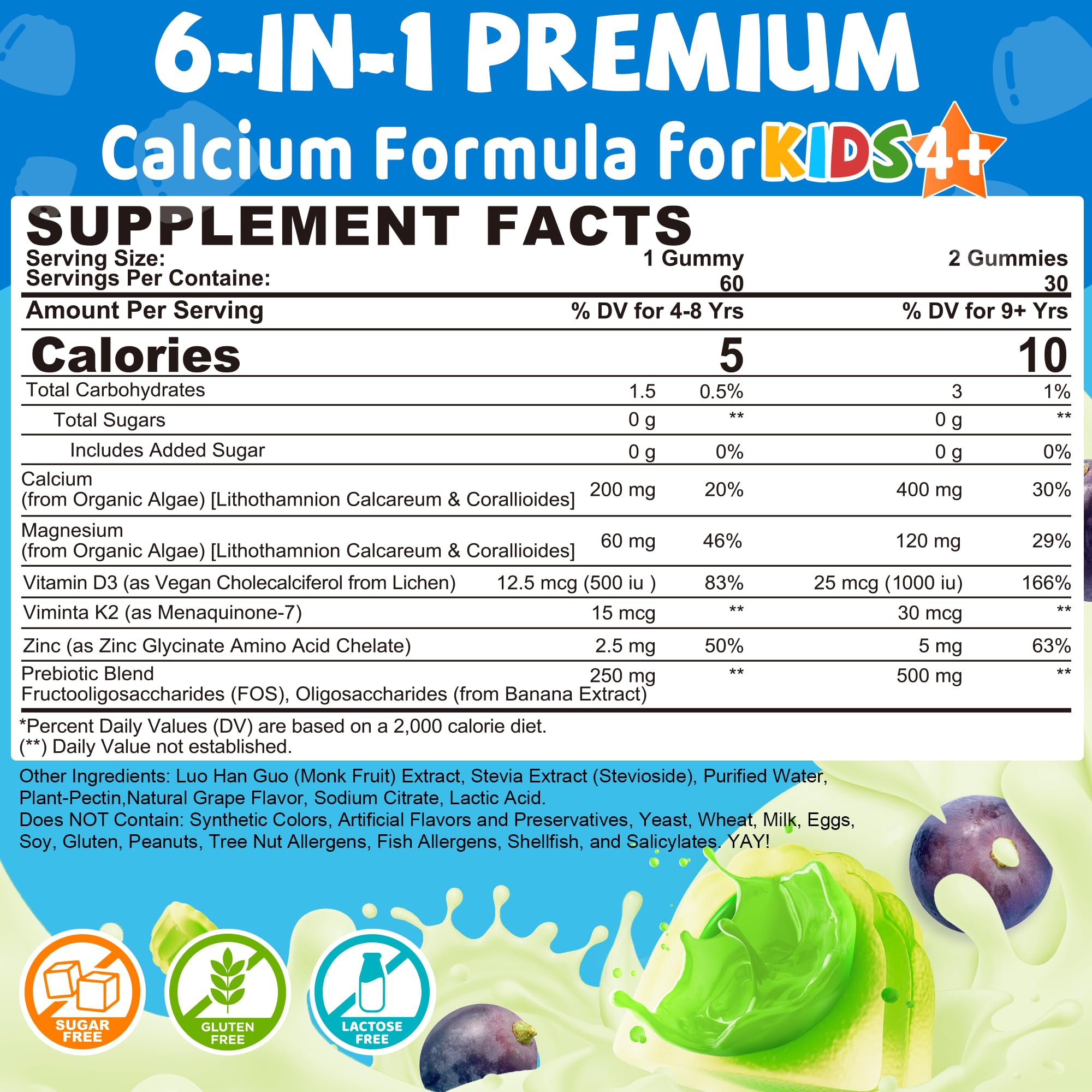 LILICARE Kids Calcium Gummies grape flavour close-up