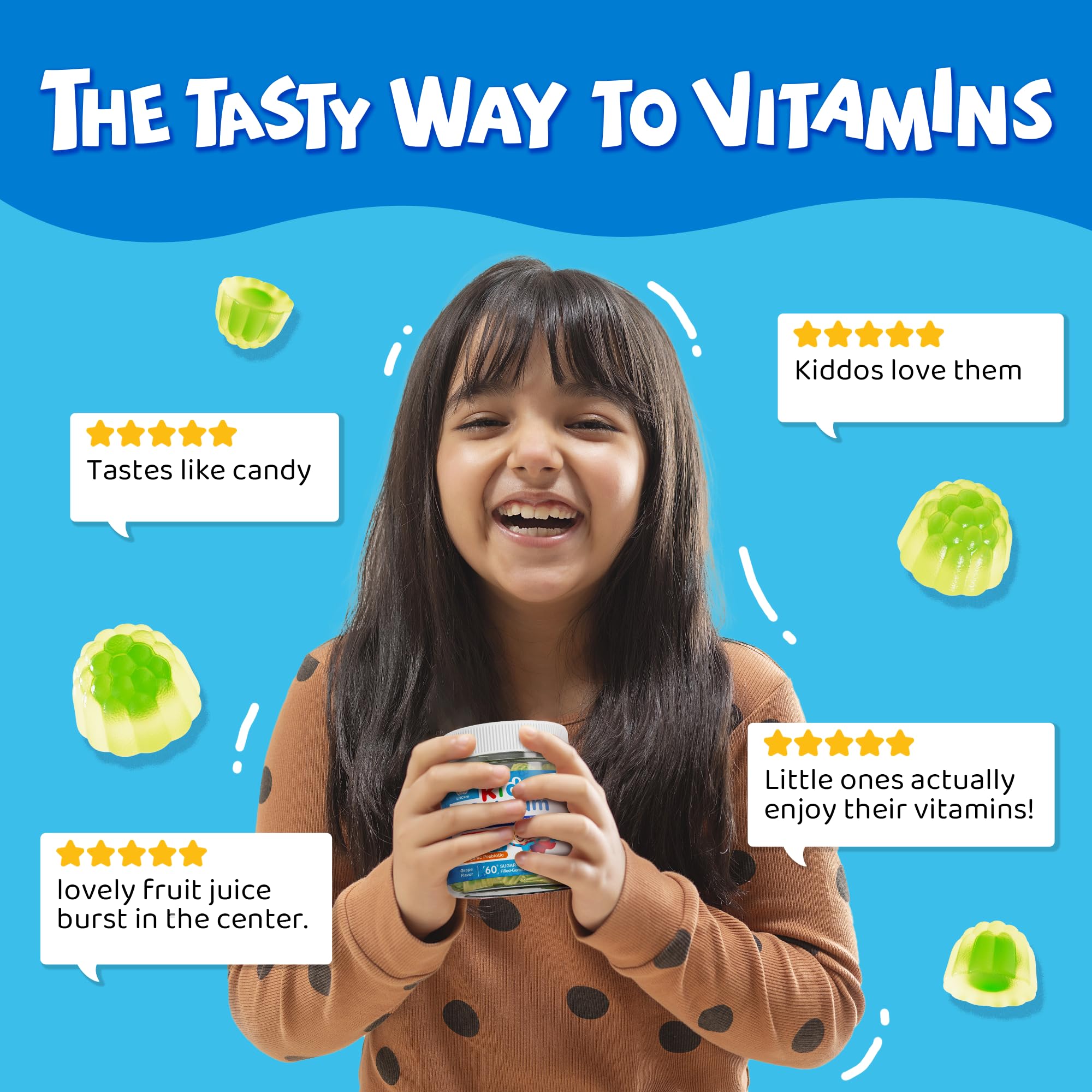 LILICARE Kids Calcium Gummies with a child holding them