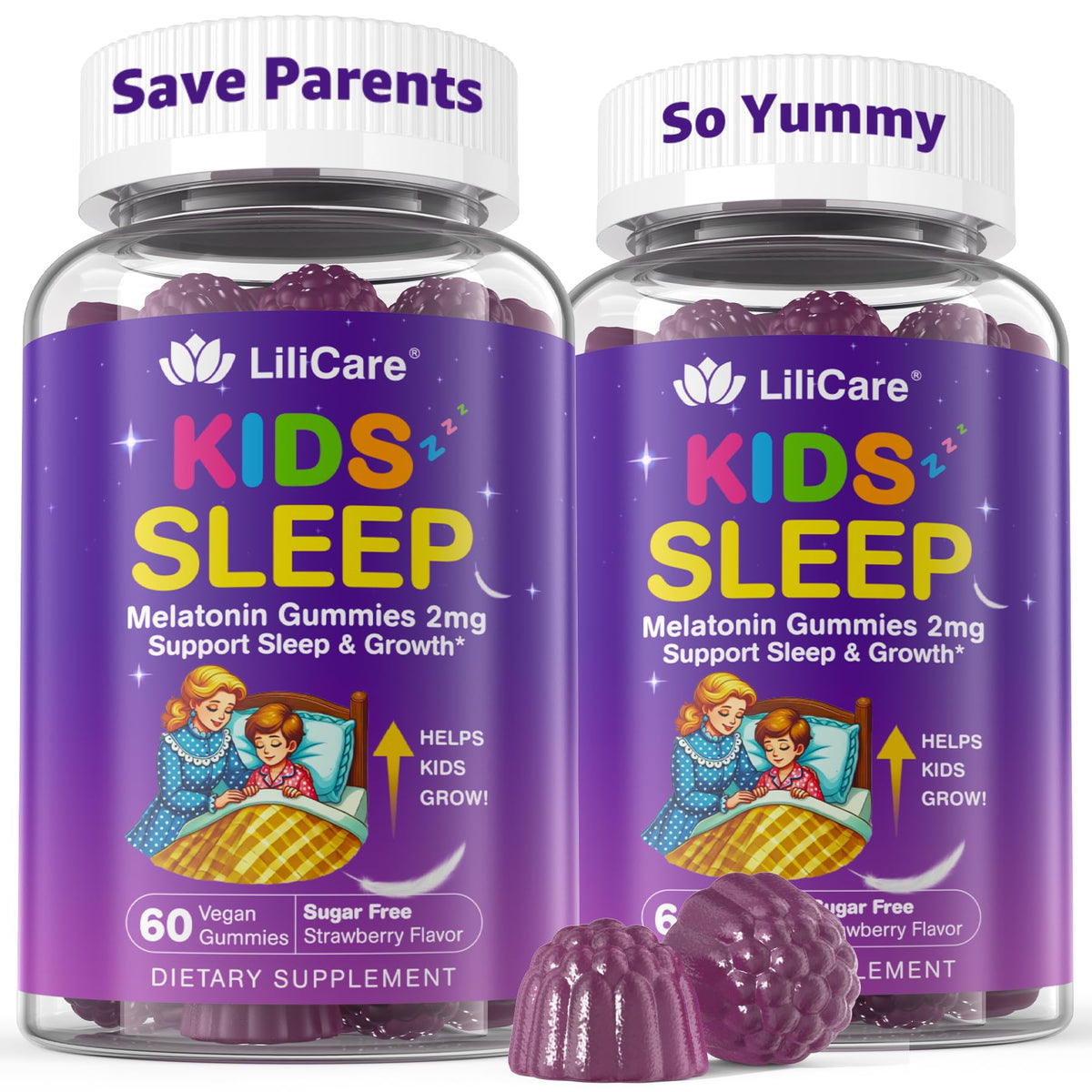 LILICARE Kids Melatonin Gummies front view with packaging