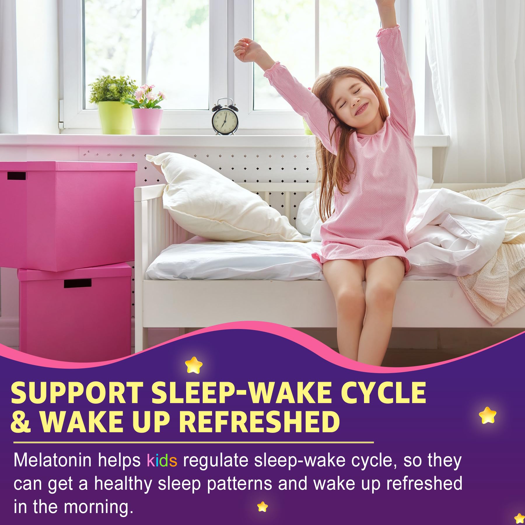 LILICARE Kids Melatonin Gummies on a table with a bedtime setting