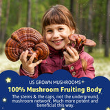 LILICARE Kids Reishi Mushroom Sleep Gummies with a child's hand reaching for them