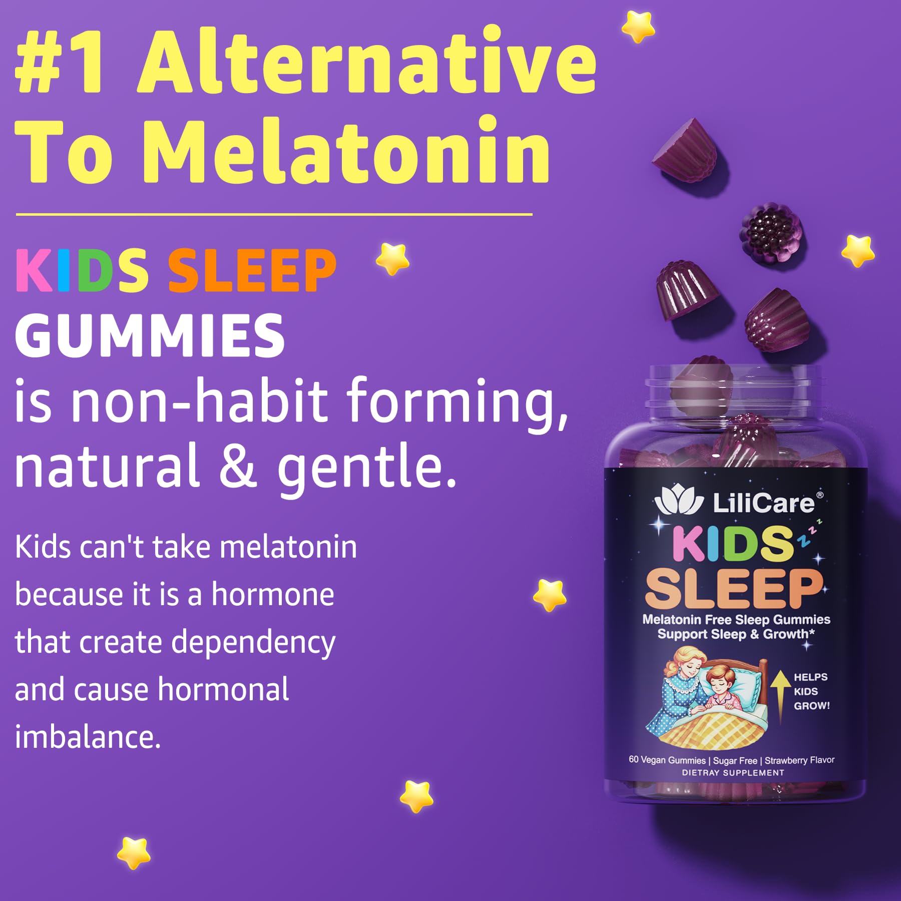 LILICARE Kids Sleep Gummies with a calming background