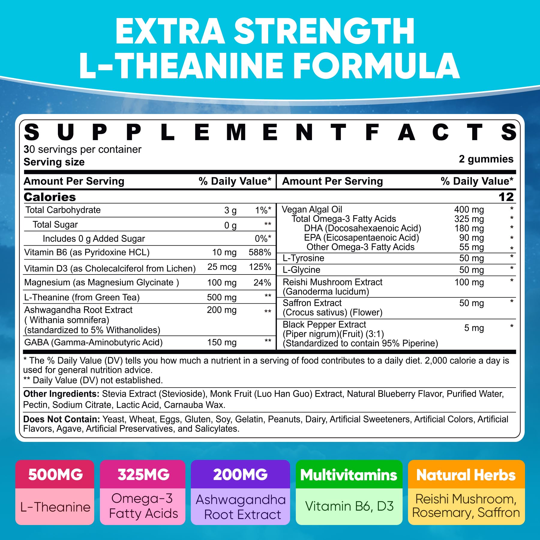 LILICARE L-Theanine Calm Gummies blueberry flavour close-up