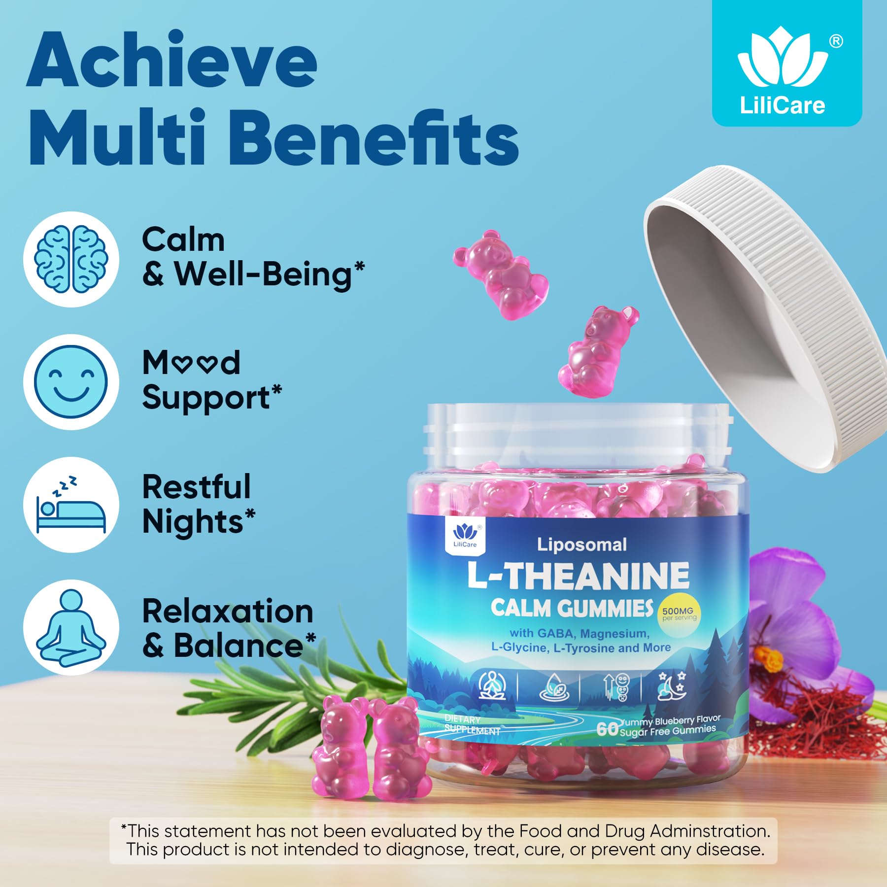 LILICARE L-Theanine Calm Gummies ingredients list